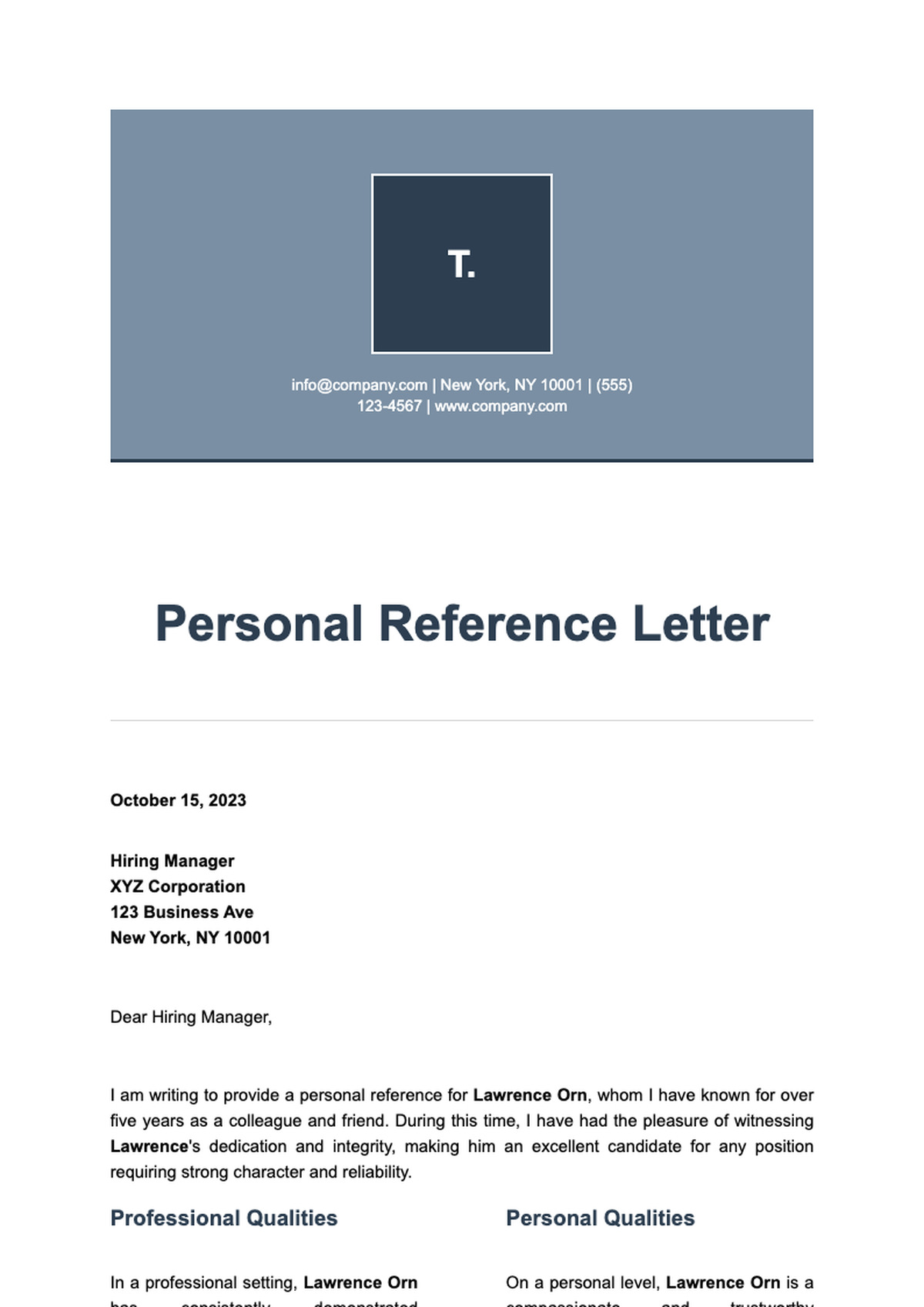 Personal reference letter with professional header and detailed recommendation_variant_3